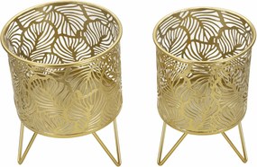 CONJUNTO DE 2 VASOS NATY DOURADOS Ø 16X20-13X20 CM (PLANTAS NÃO INCLUIDAS)