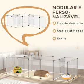 PawHut Recinto para Animais de Estimação DIY com 20 Painéis de Resina