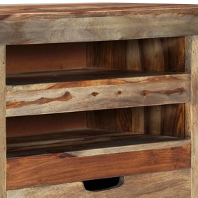 Aparador em madeira de acácia maciça 100x30x50 cm cinzento