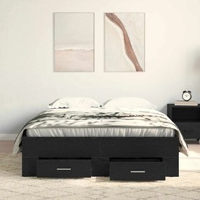 Cama com Gavetas vidaXL Carvalho Preto 120x200 cm Madeira Engenharia