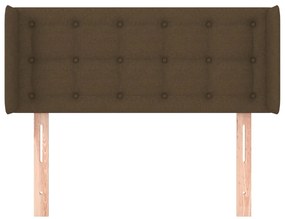 Cabeceira de cama c/ abas tecido 103x16x78/88cm castanho-escuro