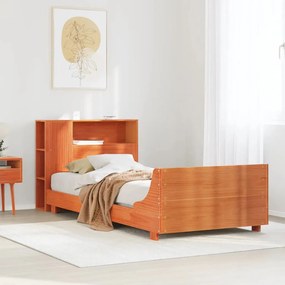 Cama sem colchão 90x200 cm pinho maciço castanho-mel