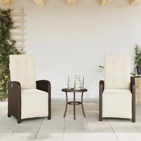 vidaXL Cadeiras jardim reclináveis 2 pcs c/ apoio de pés vime castanho
