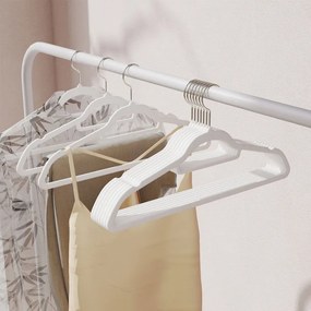 Conjunto de 20 cabides de veludo 43,5 x 22,5 cm Branco + Prateado