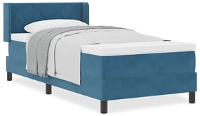 Cama Box Spring vidaXL com Colchão Azul Escuro 100x200 cm Veludo