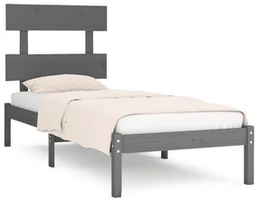 Estrutura de cama 100x200 cm madeira maciça cinzento