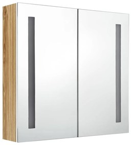 Armário espelhado casa de banho LED 62x14x60 cm branco/carvalho