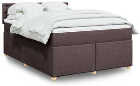 vidaXL Cama com molas/colchão 140x200 cm tecido castanho-escuro