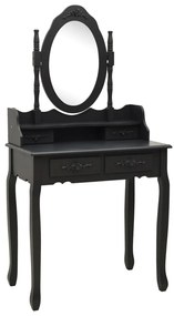 Conj. toucador com banco 75x69x140 cm madeira paulownia preto
