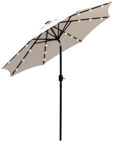 Chapéu de Sol de Jardim Ø270x240cm com 24 Luzes LED Solar Mecanismo de