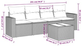 5 pcs conjunto de sofás p/ jardim com almofadões vime PE bege