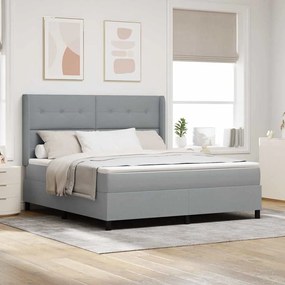 Cama Box Spring com Colchão Cinza Claro 180x200 cm Tecido