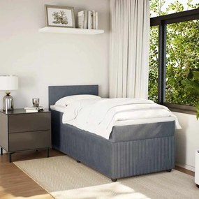 Cama com molas/colchão 80x200 cm veludo cinza-escuro