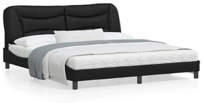 vidaXL Estrutura de cama c/ cabeceira 180x200cm couro artificial preto