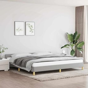 Estrutura de cama sem colchão 200x200 cm tecido cinzento-claro
