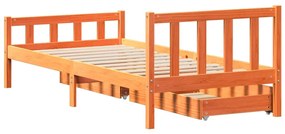 Cama sem colchão 90x190 cm madeira de pinho maciça castanho-mel