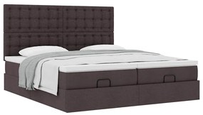 Estrutura de cama otomana com colchões tecido castanho escuro