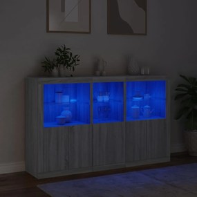 Aparador com luzes LED 162x37x100 cm cinzento sonoma