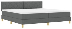 Cama Box Spring com Colchão &amp; LED Cinza Escuro 200x200 cm Tecido