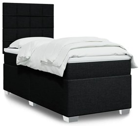 Cama com molas/colchão 90x200 cm tecido preto