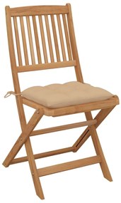 Cadeiras de jardim dobráveis c/ almofadões 6 pcs acácia maciça