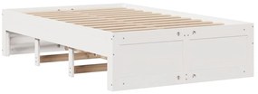 Cama sem colchão com gavetas 120x190 cm pinho maciço branco