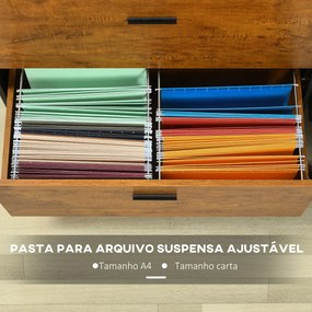 Móvel Arquivo para Escritório com 2 Gavetas Bloco de Gavetas para Arquivos com Fechadura para Pastas Suspensas Tamanho A4 e Carta 80x39x73,5 cm Preto