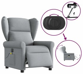 Poltrona de massagens reclinável elétrica tecido cinzento-claro