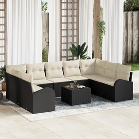 Conjunto de Sofá de Jardim vidaXL com Almofadas de 9 Peças Rattan PE M