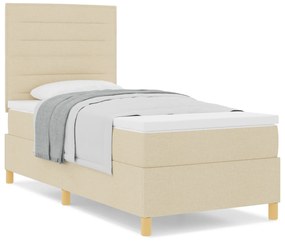 Cama Box Spring com Colchão Creme 100x200 cm Tecido