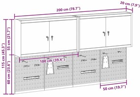Conjunto de Gabinete e Painel de Ferramentas vidaXL com 6 Peças Montad