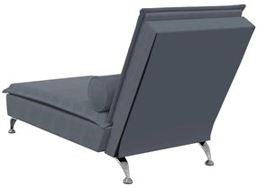Chaise lounge de massagem com rolo veludo cinzento-escuro