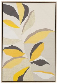Quadro com motivo de folhas 63 x 93 cm creme e amarelo FICUZZA Beliani