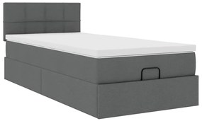 Cama otomana com colchão &amp; LEDs 90x200cm tecido cinzento escuro