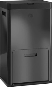 HOMCOM Lixeira Retangular com Pedal, Lixeira Cozinha 56L, 3 Compartimentos, Fechamento Suave, Aço Inox, 45,7x35,8x76cm Preto | Aosom Portugal