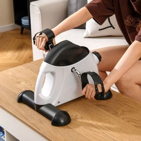 Mini bicicleta estática Máquina portátil para pedalar braços e pernas com ecrã LCD Bicicleta de pedal sob a secretária Branca