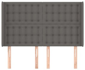 Cabeceira cama c/ abas couro artif. 147x16x118/128 cm cinzento