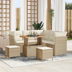 Conjunto de Sofá de Jardim com 8 Peças e Almofadas em Rattan Poliéster