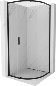 Mexen Exo cabine de duche semicircular deslizante 80 x 80 cm, transparente, preta - 8131-080-080-70-00