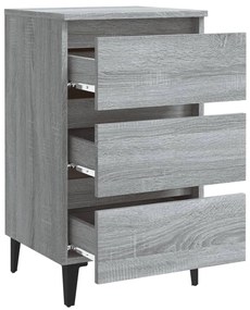 Mesa de cabeceira c/ pernas de metal 40x35x69 cm sonoma cinza