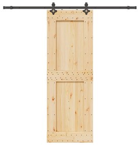 VidaXL Porta de correr com ferragens 80x210 cm madeira de pinho maciça