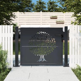 vidaXL Portão de jardim 105x80 cm aço design árvore antracite