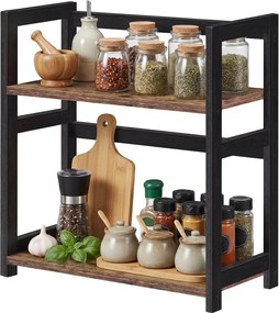 Prateleira de arrumação de 2 prateleiras para cozinha 18 x 42 x 43 cm Castanho-preto