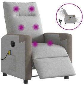 Poltrona massagens reclinável elétrica tecido cinzento-nublado