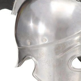 Capacete de soldado grego réplica LARP aço prateado