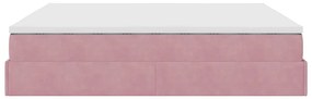 Estrutura de cama otomana com colchão 160x200 cm veludo rosa