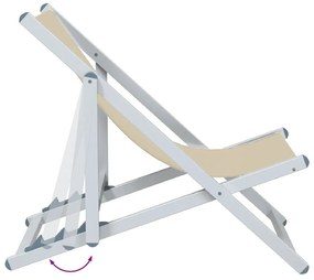 Cadeiras de praia dobráveis 2 pcs alumínio e textilene creme