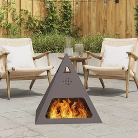 Fogueira Pyramid vidaXL Preto 50x50x51 cm Aço