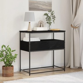 Mesa de Consola vidaXL Preto Carvalho 75x40x75 cm Madeira Engenharia e