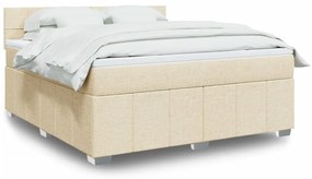 vidaXL Cama com molas/colchão 180x200 cm tecido cor creme